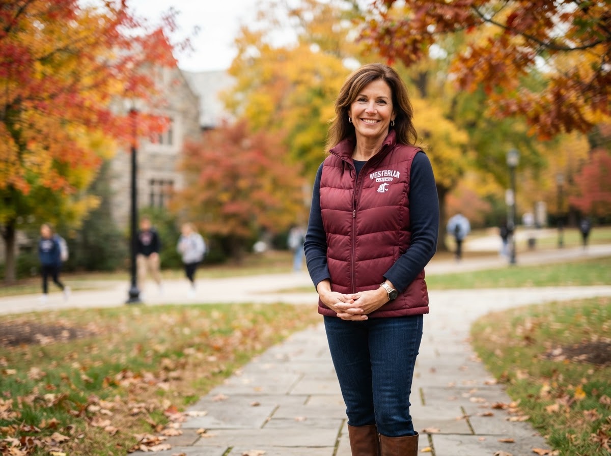 Westbriar parent in fall school apparel